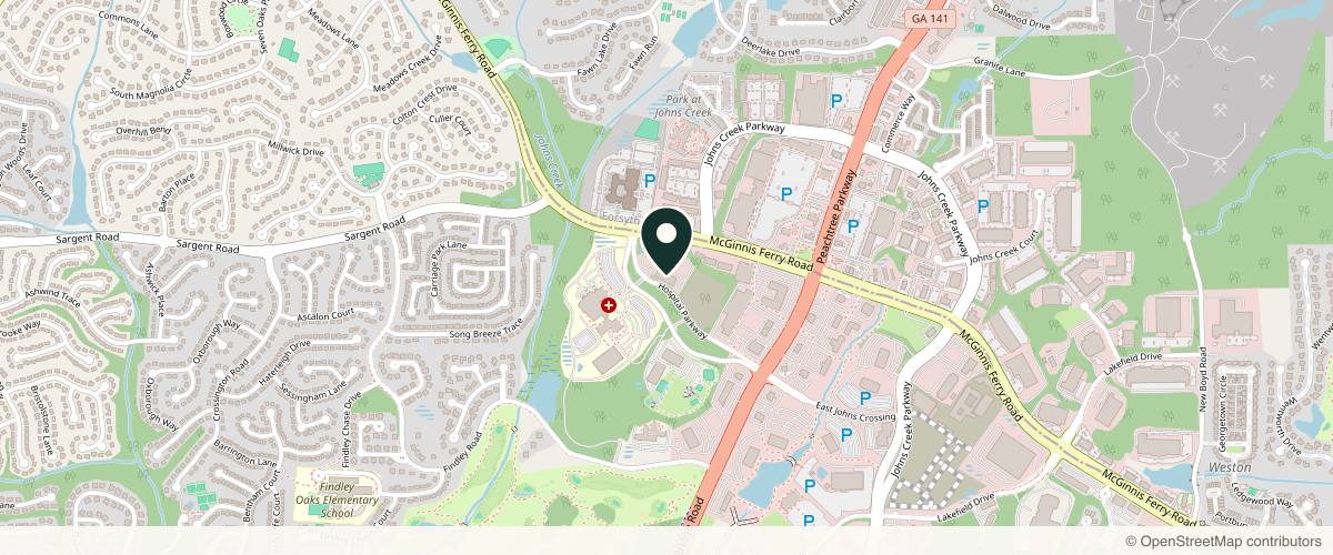 Map showing Johns Creek Dermatology in Johns Creek, Georgia