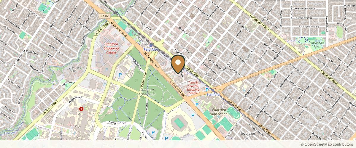 Map showing Julie N Kim, M.D. in Palo Alto, California
