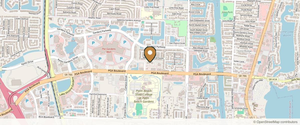 Map showing Justin Bellamy, MD in West Palm Beach, Florida