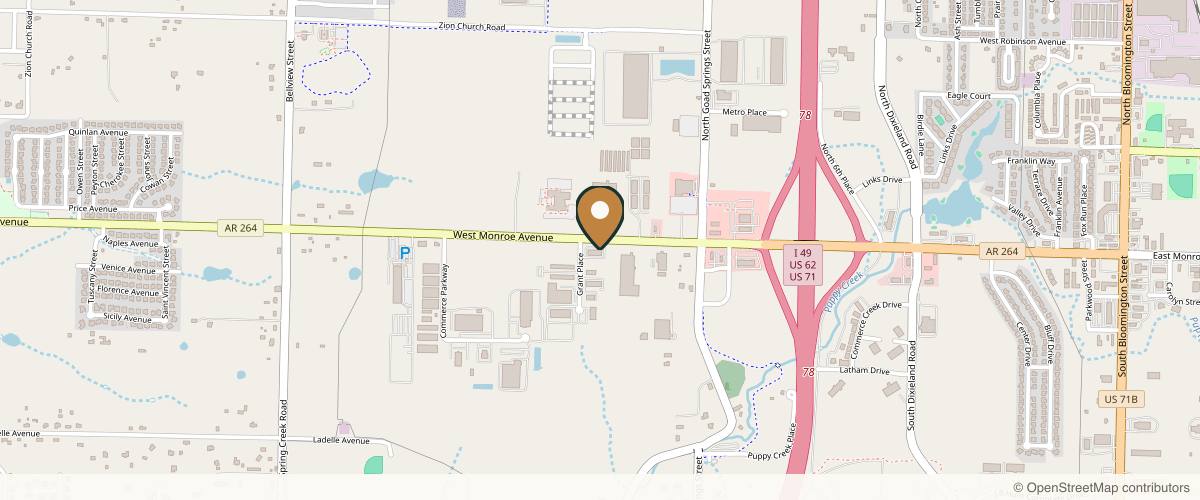 Map showing Kelamis Plastic Surgery & Aesthetics in Fayetteville, Arkansas