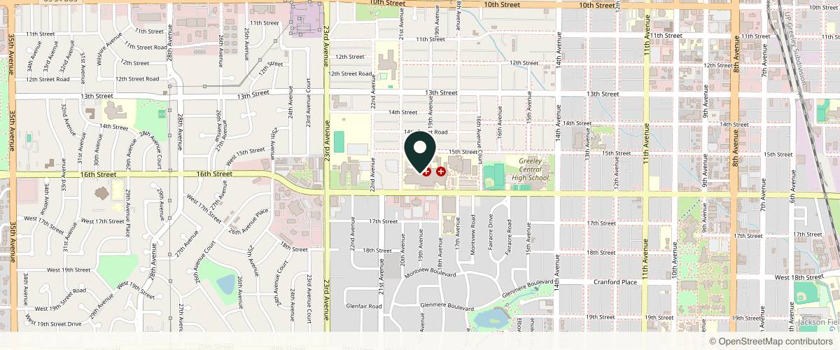 Map showing Kelsey Elizabeth Shay, MD in Greeley, Colorado
