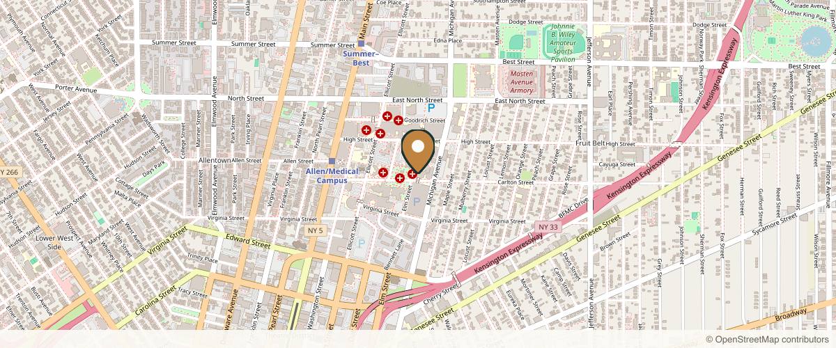 Map showing Kimberly Wooten, MD in Buffalo, New York