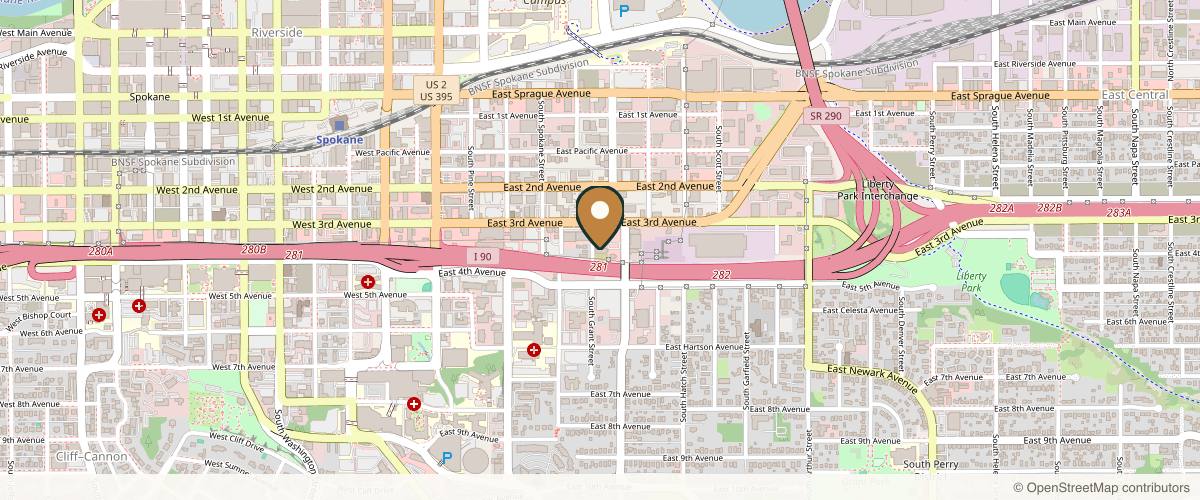 Map showing KM Plastic Surgery in Spokane, Washington