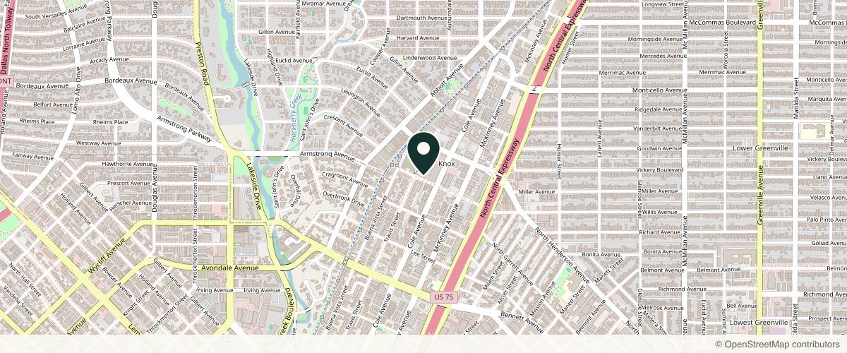 Map showing Knox Dermatology - George Wooming, M.D. in Dallas, Texas