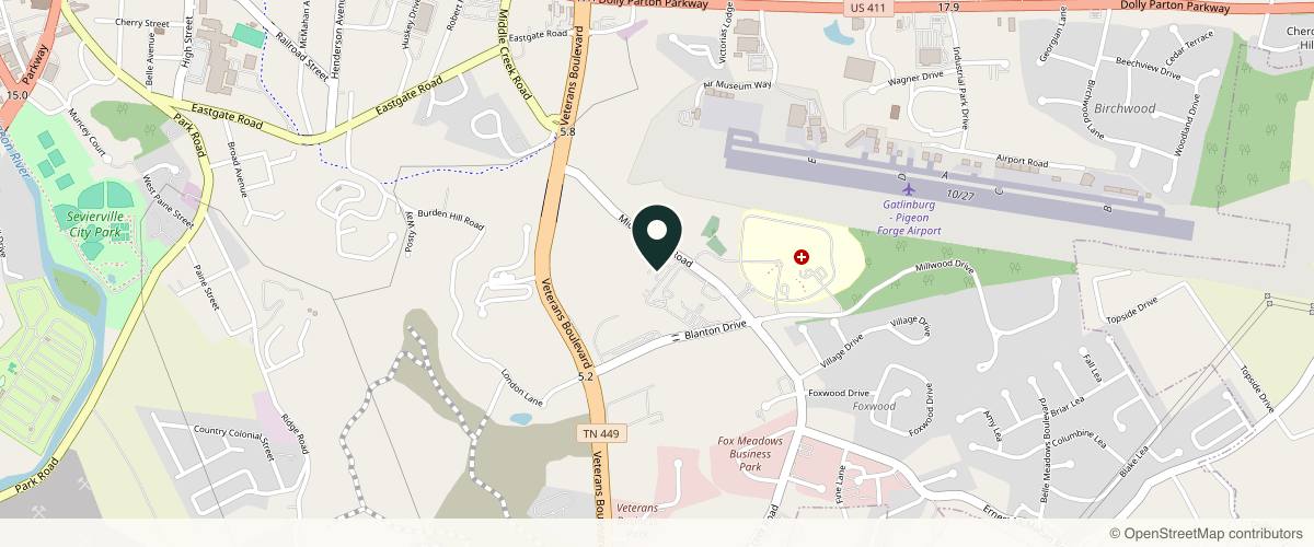 Map showing Knoxville Dermatology Group - Sevierville in Knoxville, Tennessee