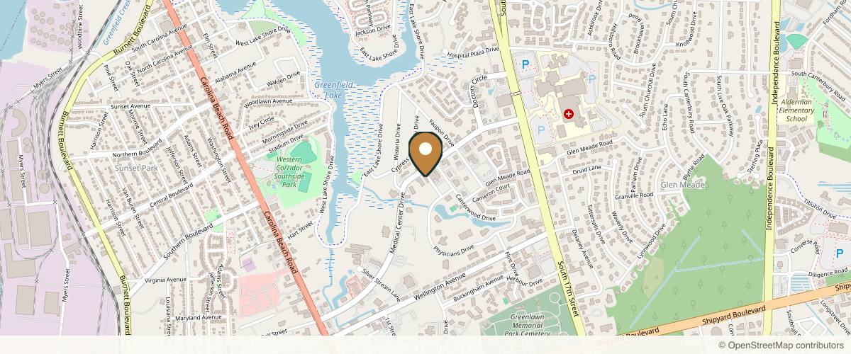 Map showing La Belle Vie Plastic Surgery in Wilmington, North Carolina