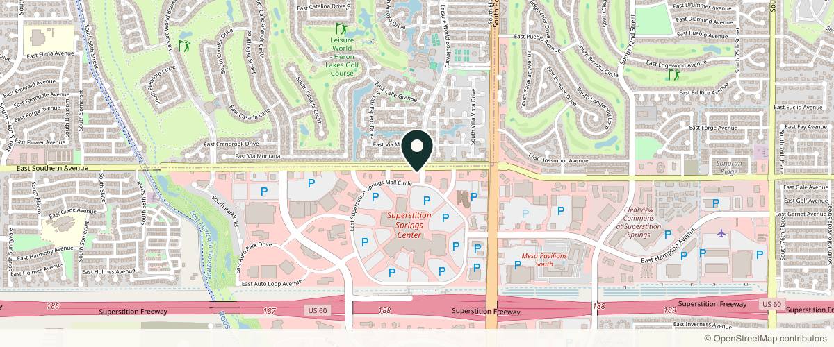 Map showing La Peau Dermatology: Zaina Rashid, DO, FAOCD, FAAD in Mesa, Arizona
