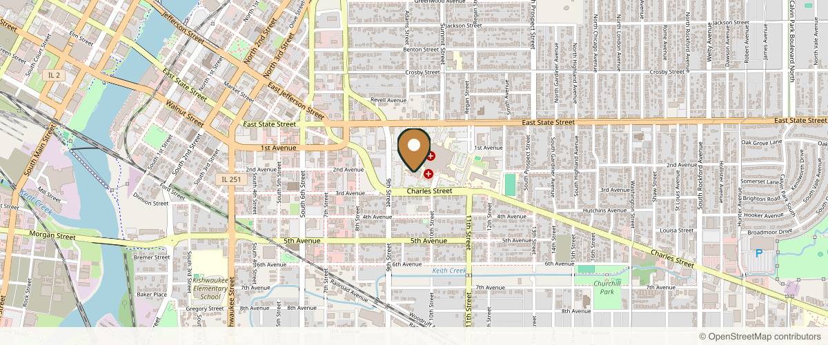 Map showing Lacey Stelle, MD, FACS in Rockford, Illinois
