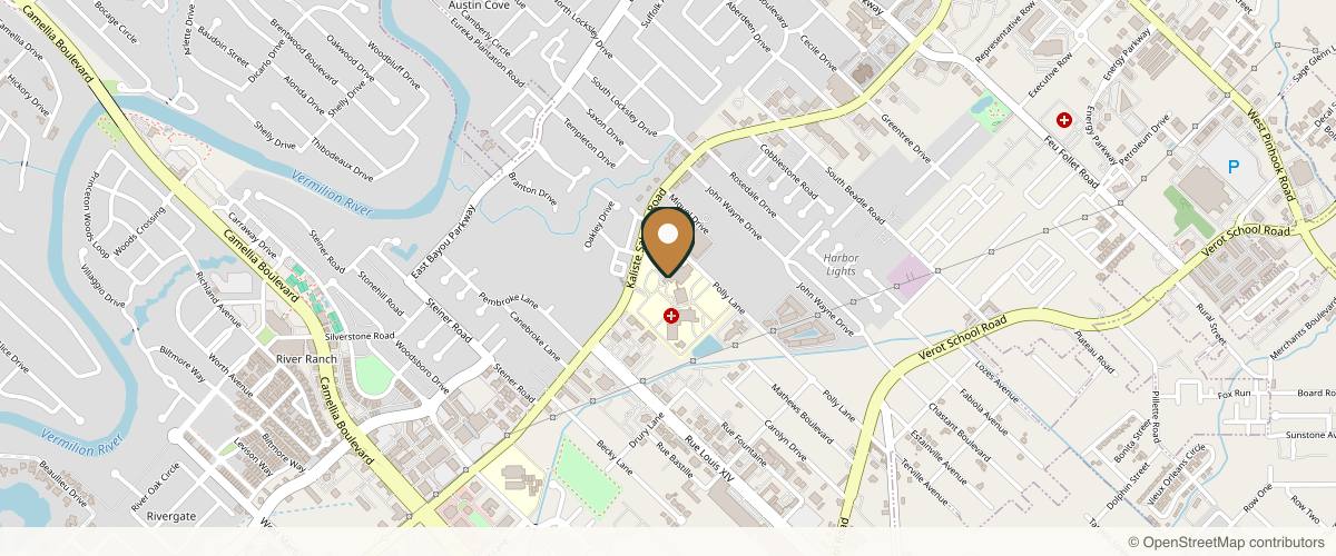 Map showing Lafayette Surgical Specialty Hospital in Lafayette, Louisiana