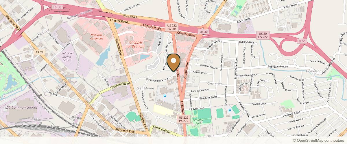 Map showing Lancaster Plastic Surgery Associates, PLLC in Lancaster, Pennsylvania