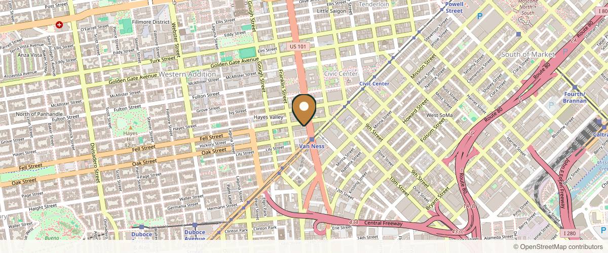 Map showing Larry Fan, MD - 77 Plastic Surgery San Francisco in San Francisco, California
