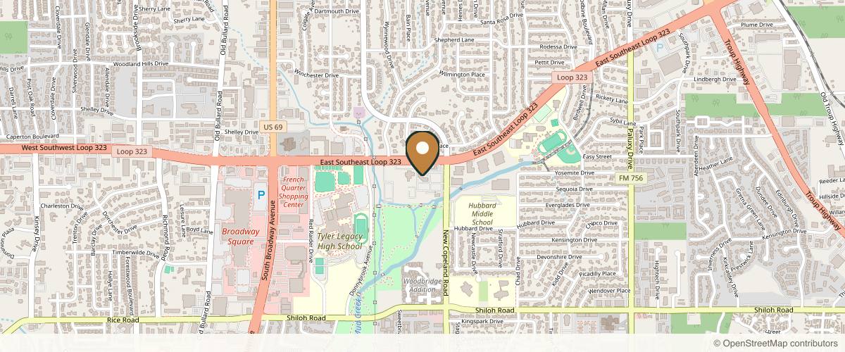 Map showing Laura O'Halloran, MD in Tyler, Texas