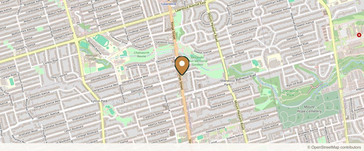 Map showing Lawrence Park Plastic Surgery - Dr. Mathew A. Plant, MD, FRCSC in Toronto, Ontario