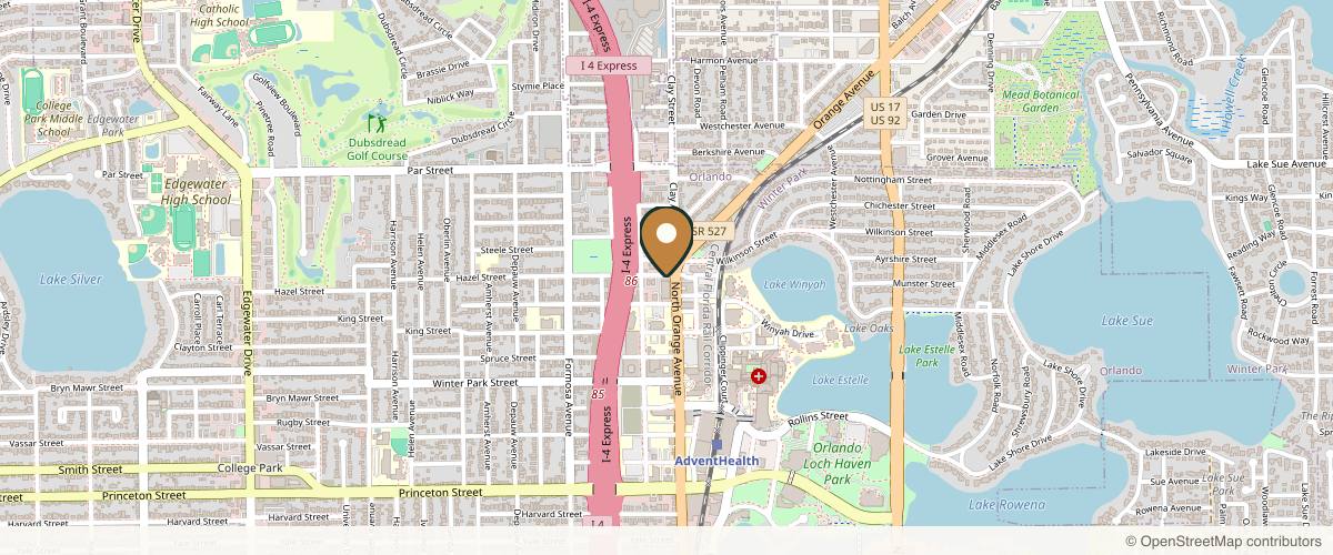 Map showing Le Contour Aesthetic Surgery - Dr. Jorge Gonzalez, Plastic Surgeon Orlando in Orlando, Florida