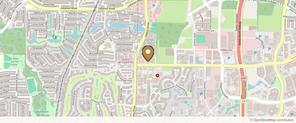 Map showing Lone Star Plastic Surgery: Dr. Sean Hill in Frisco, Texas