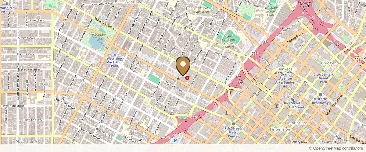 Map showing Los Angeles Center for Cosmetic Surgery in Los Angeles, California
