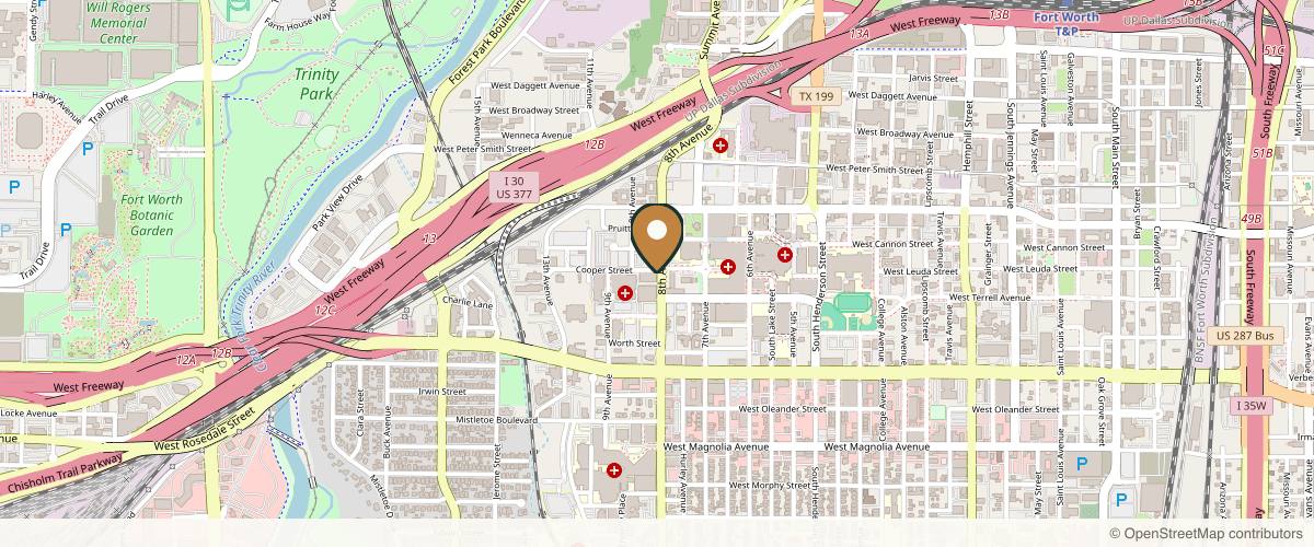 Map showing Louis L. Strock M.D., P.A. in Fort Worth, Texas