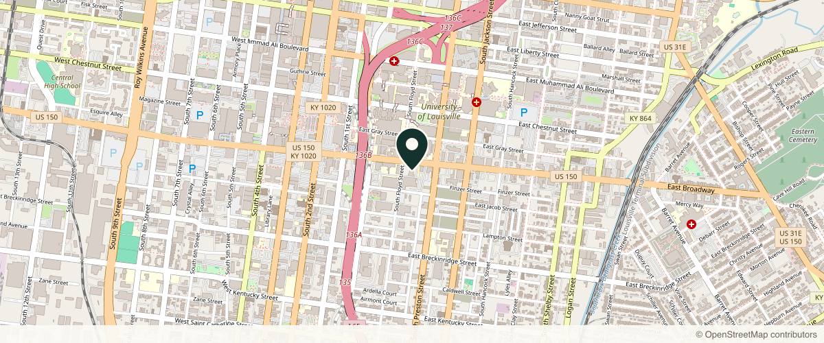 Map showing Louisville Dermatology - Downtown in Louisville, Kentucky