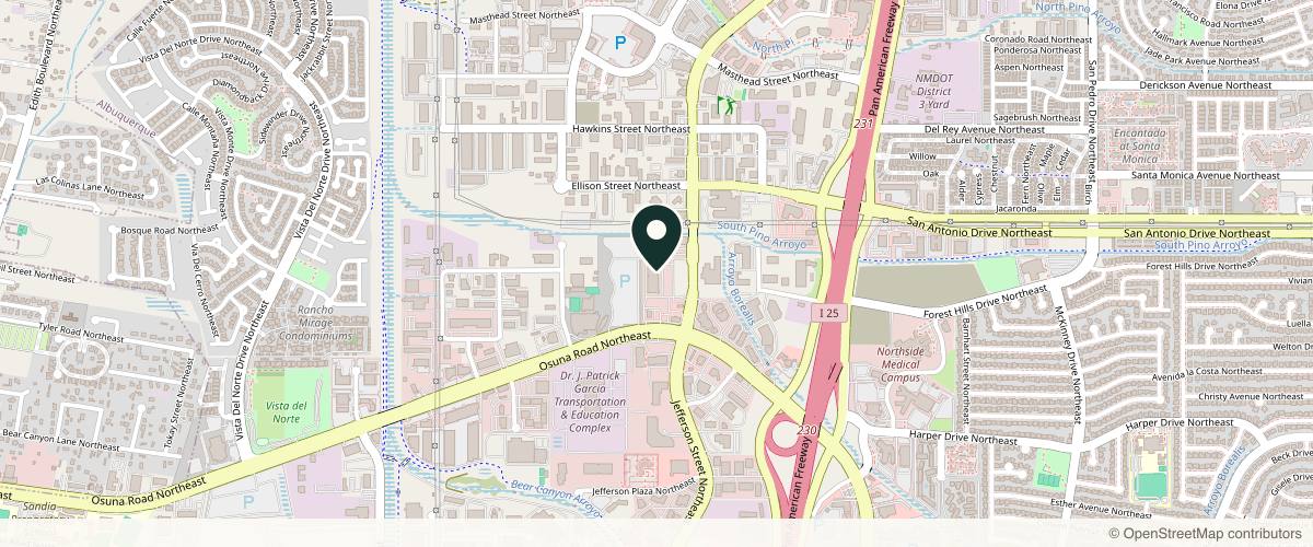 Map showing Lovelace Medical Group Osuna & Jefferson - Plastic Surgery in Albuquerque, New Mexico
