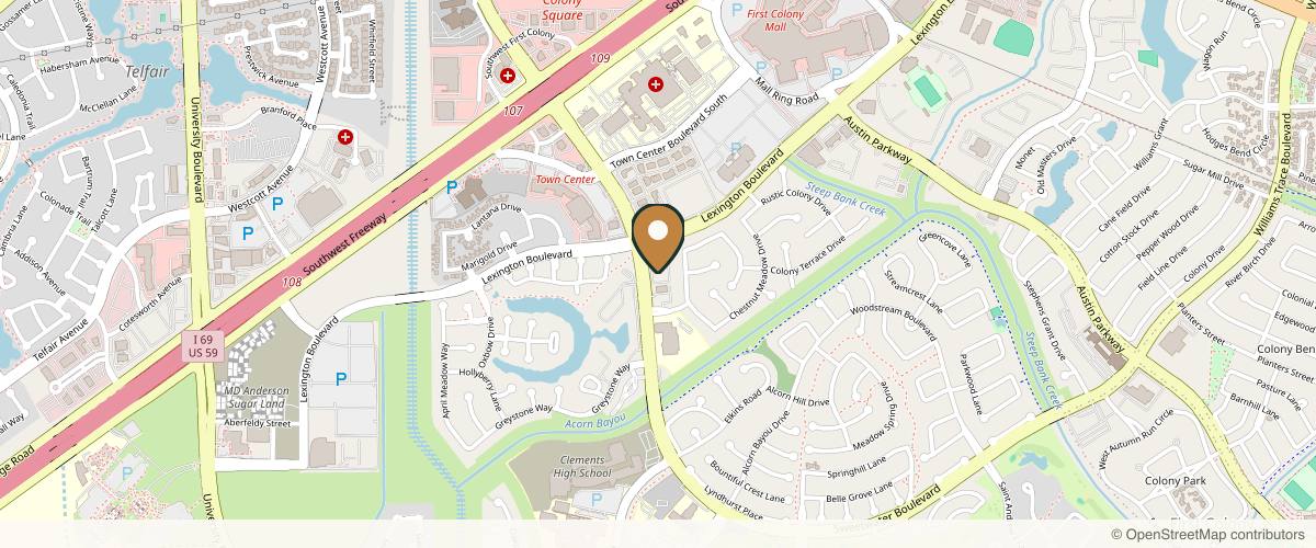 Map showing Luxe Plastic Surgery in Sugar Land, Texas