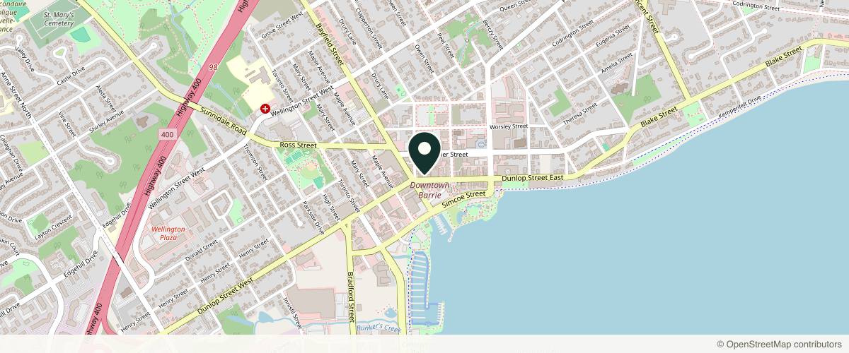 Map showing LVXBEAUTY Medical Aesthetics and Spa in Barrie, Ontario