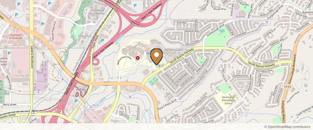 Map showing Lynne A Hackert, M.D. in Roseville, California