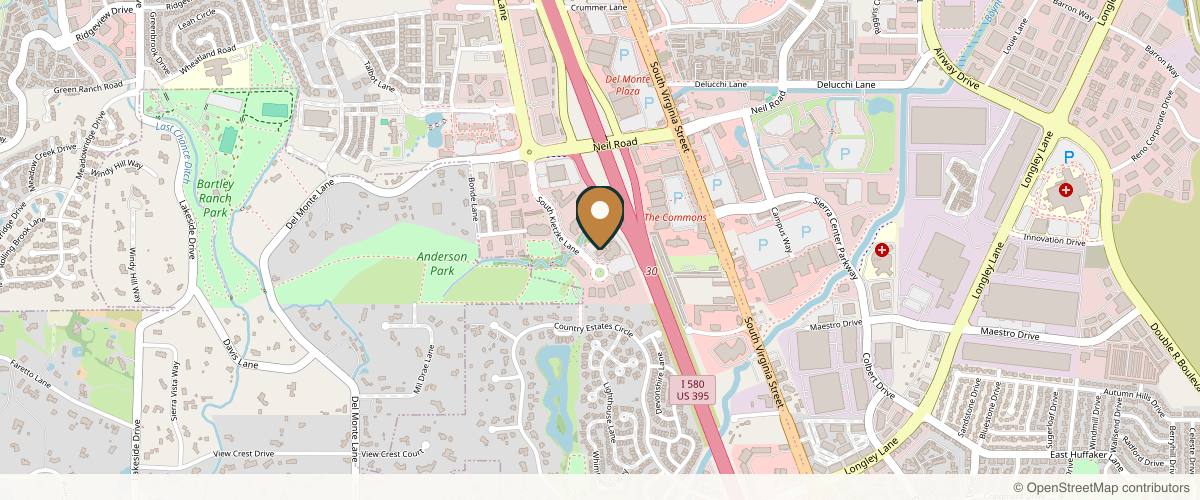 Map showing M Spa at Reno Tahoe Plastic Surgery in Reno, Nevada