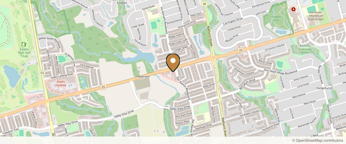 Map showing Mackenzie Vaughan Plastic Surgery in Richmond Hill, Ontario