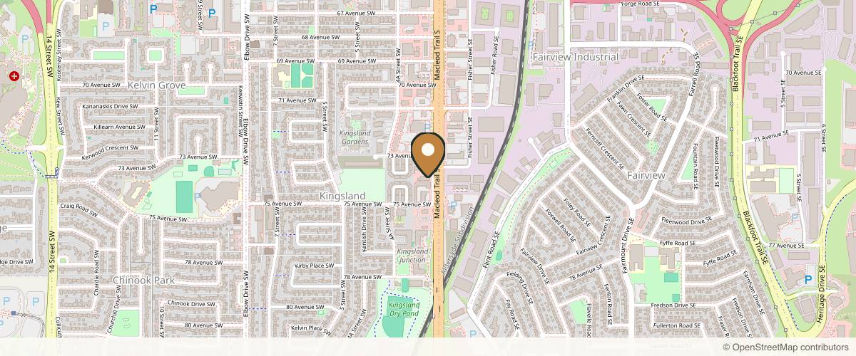 Map showing Macleod Trail Plastic Surgery in Calgary, Alberta