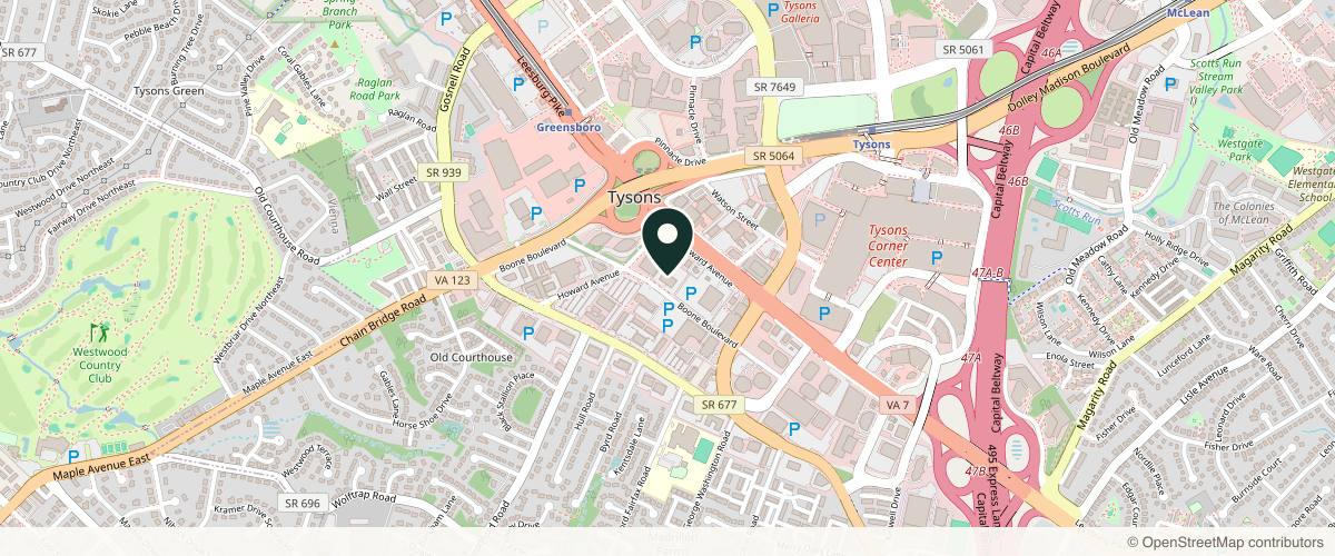 Map showing Marjan Yousefi, MD in Fairfax, Virginia