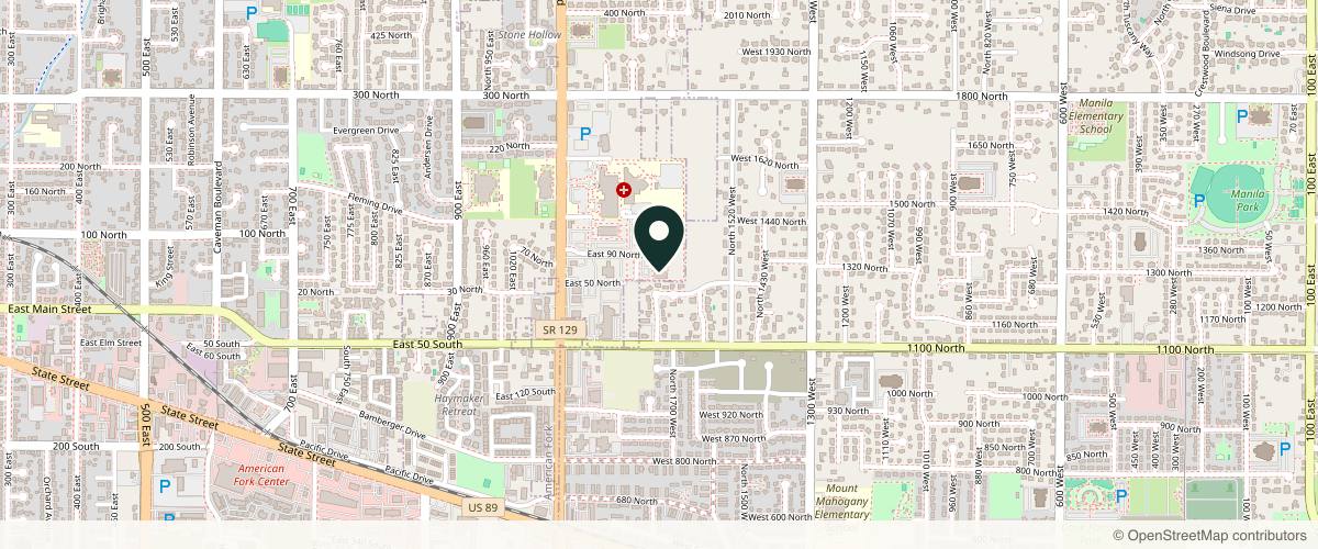 Map showing Mark Jensen Plastic Surgery in Provo, Utah