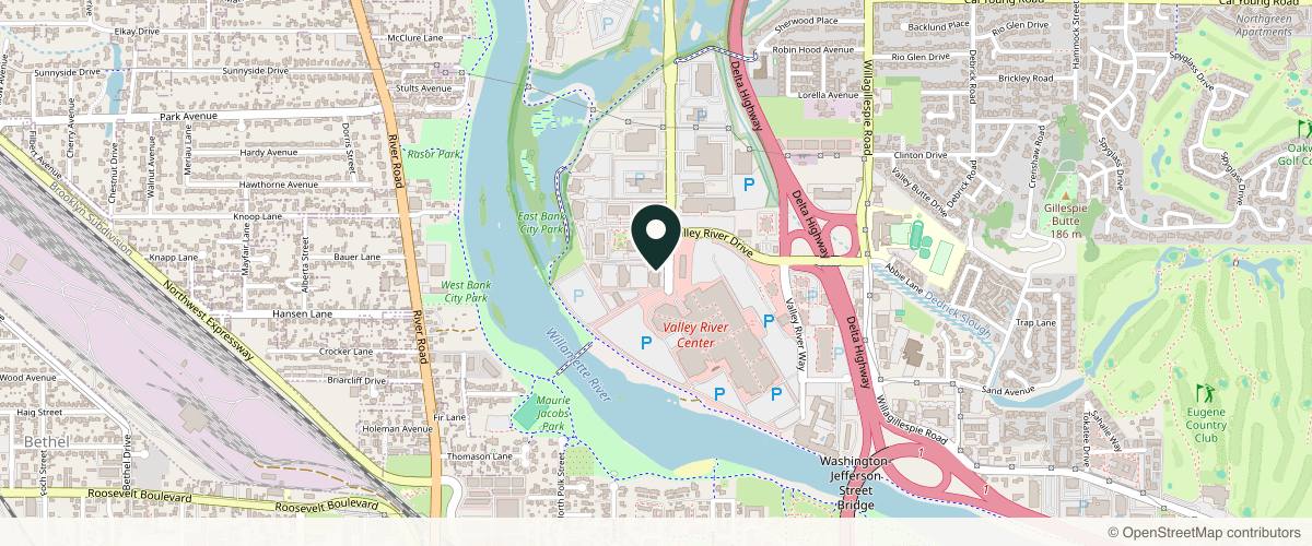 Map showing Mark L. Jewell, MD in Eugene, Oregon