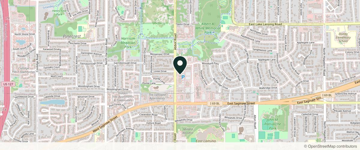 Map showing Mark Lebeda, MD (Mid-Michigan ENT) in Lansing, Michigan