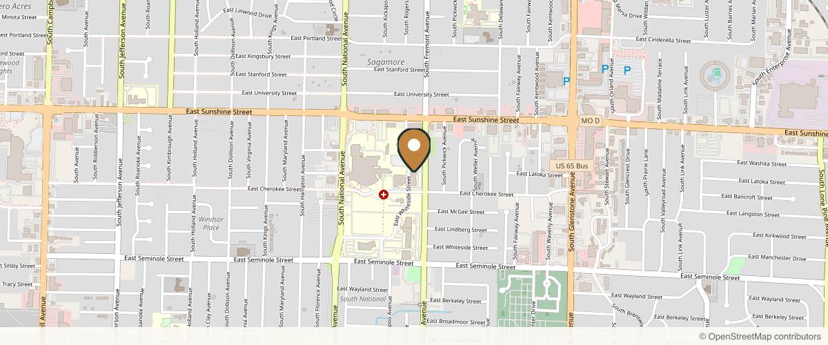 Map showing Matthew Allen Kienstra, MD in Springfield, Missouri