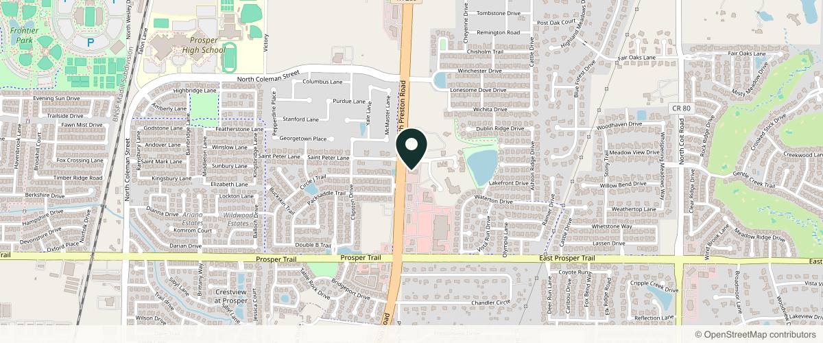 Map showing McGuiness Dermatology in Frisco, Texas