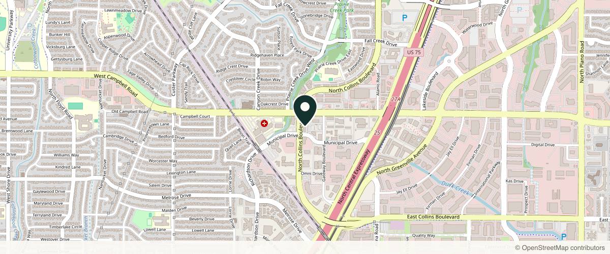 Map showing McGuiness Dermatology in Plano, Texas