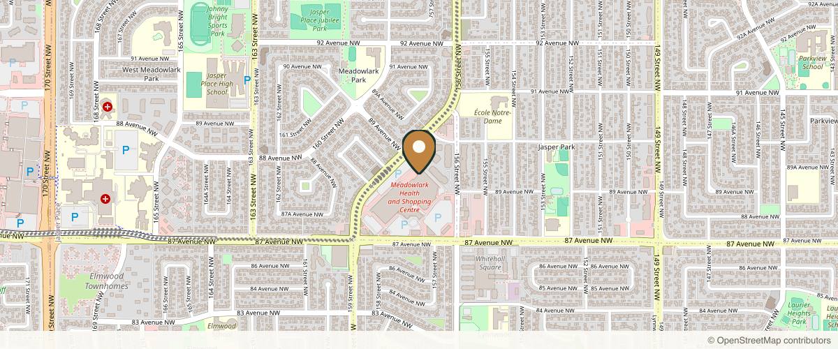 Map showing Meadowlark Surgical Centre & Cosmetic Clinic in Edmonton, Alberta