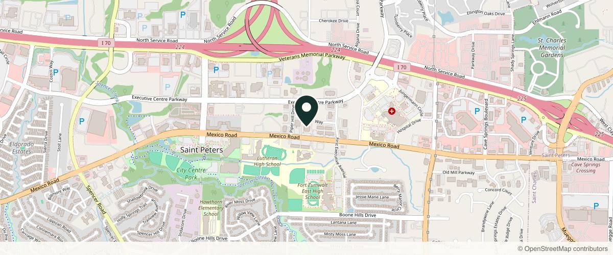 Map showing Meramec Dermatology - Saint Peters in St. Louis, Missouri