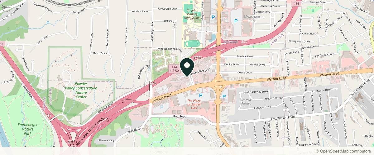 Map showing Meramec Dermatology - Sunset Hills in St. Louis, Missouri