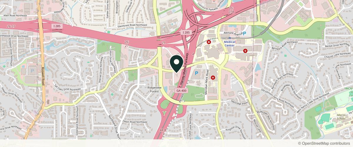 Map showing MetroDerm & Center for Plastic Surgery - Sandy Springs in Atlanta, Georgia