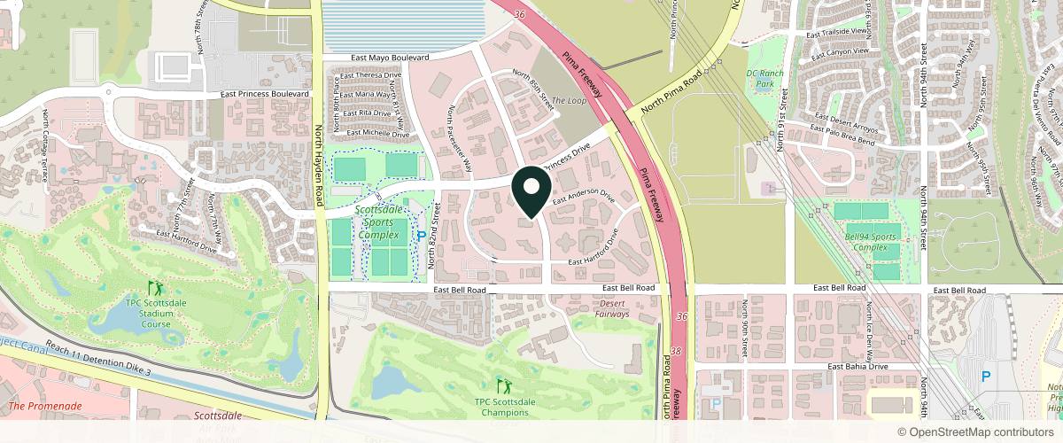 Map showing Metropolitan Plastic Surgery - Dr. Victoria Aimé in Scottsdale, Arizona