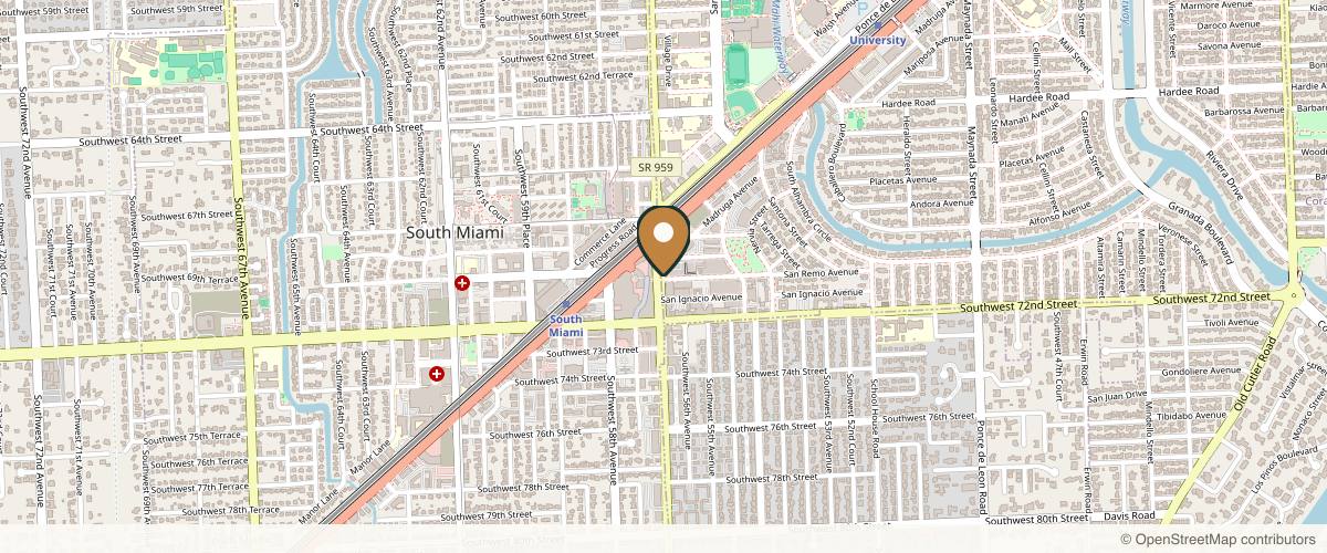 Map showing Miami Plastic Surgery in Coral Gables, Florida