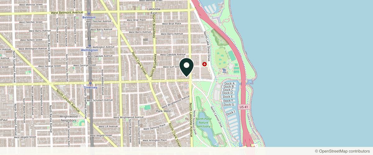 Map showing Michael Berkson, MD, FAAD in Chicago, Illinois