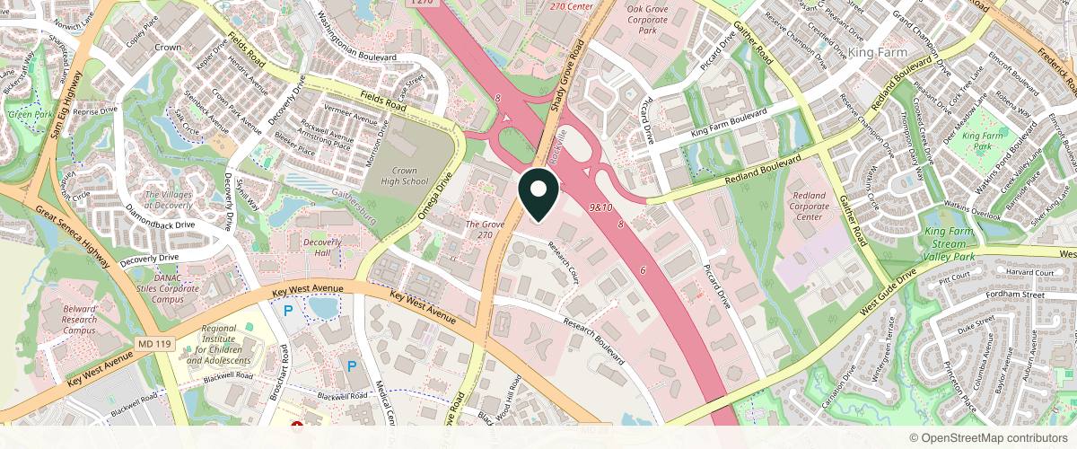 Map showing Michael P Vincent MD FACS in Rockville, Maryland