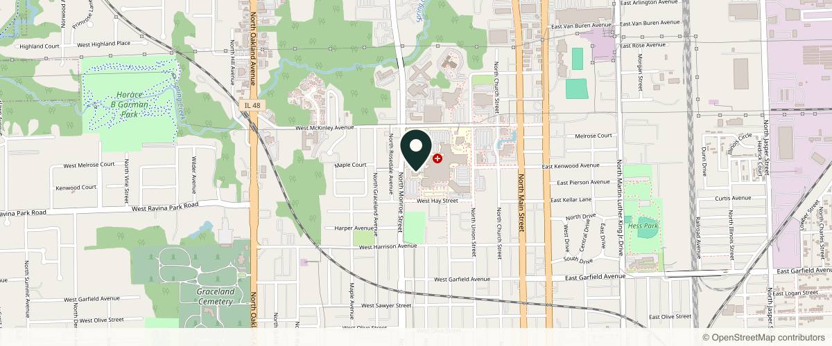 Map showing Michael Ruebhausen, MD in Springfield, Illinois