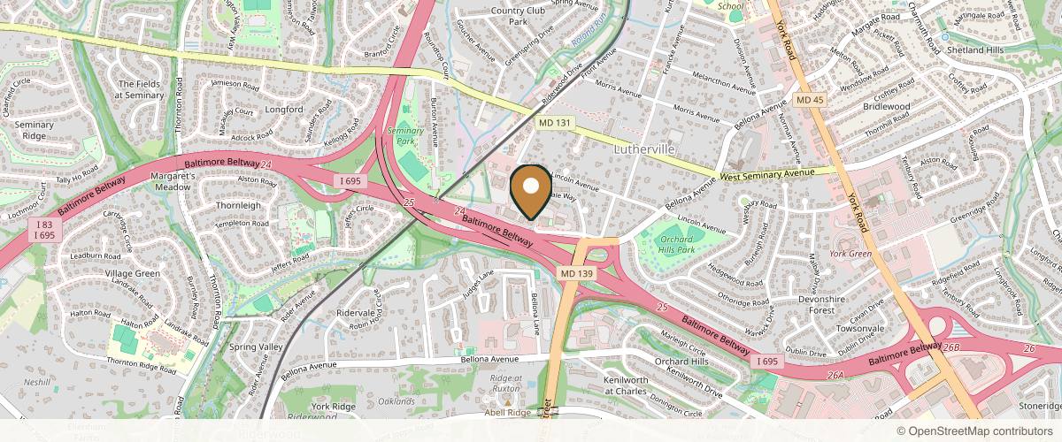 Map showing Michele Shermak, MD Plastic Surgery in Baltimore, Maryland