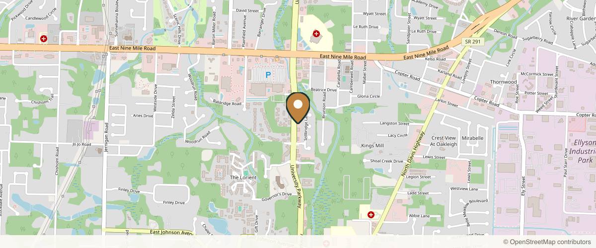 Map showing Mills Eye + Facial Surgery in Pensacola, Florida