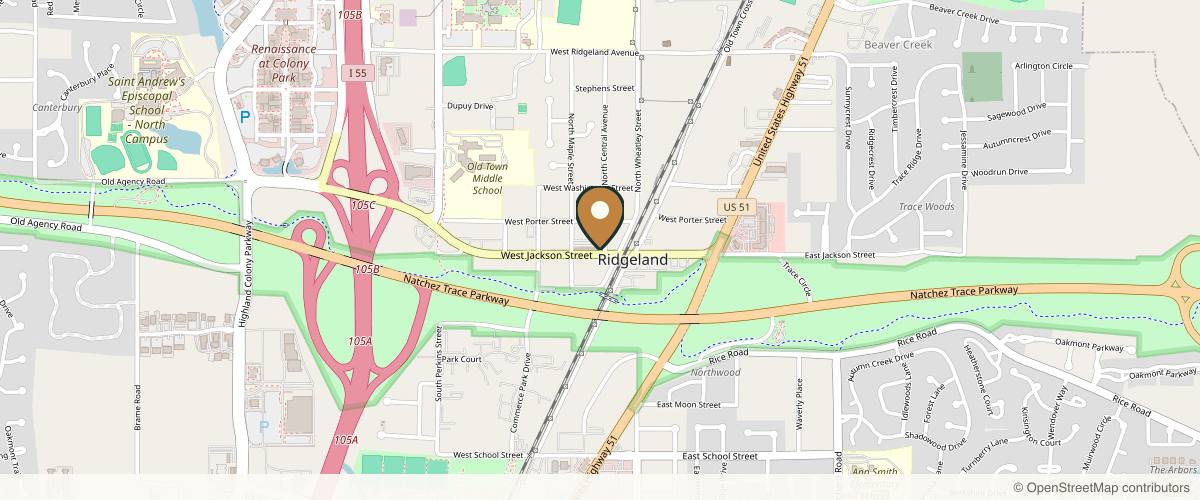 Map showing Mississippi Center for Plastic Surgery-Ridgeland in Jackson, Mississippi