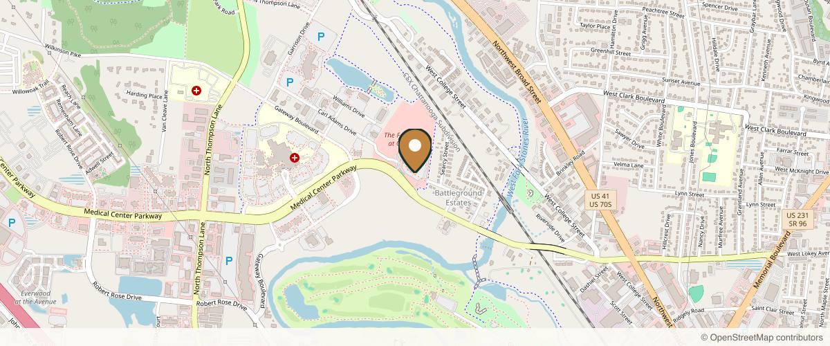 Map showing MMC Medling Plastic Surgery in Murfreesboro, Tennessee