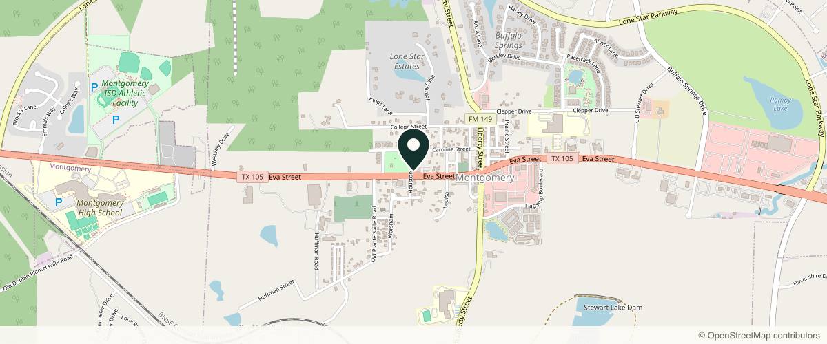 Map showing Montgomery Dermatology in The Woodlands, Texas